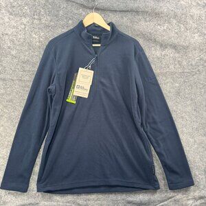 Jack Wolfskin Pullover Sweatshirt Mens M Navy Blue Fleece 1/4 Zip Polartec NEW